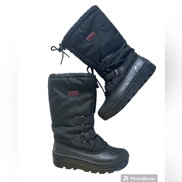 SOREL Women's Size 6 Vintage Kaufman Canada Felt Lined Snowcap Winter Boot Black - Picture 2 of 10